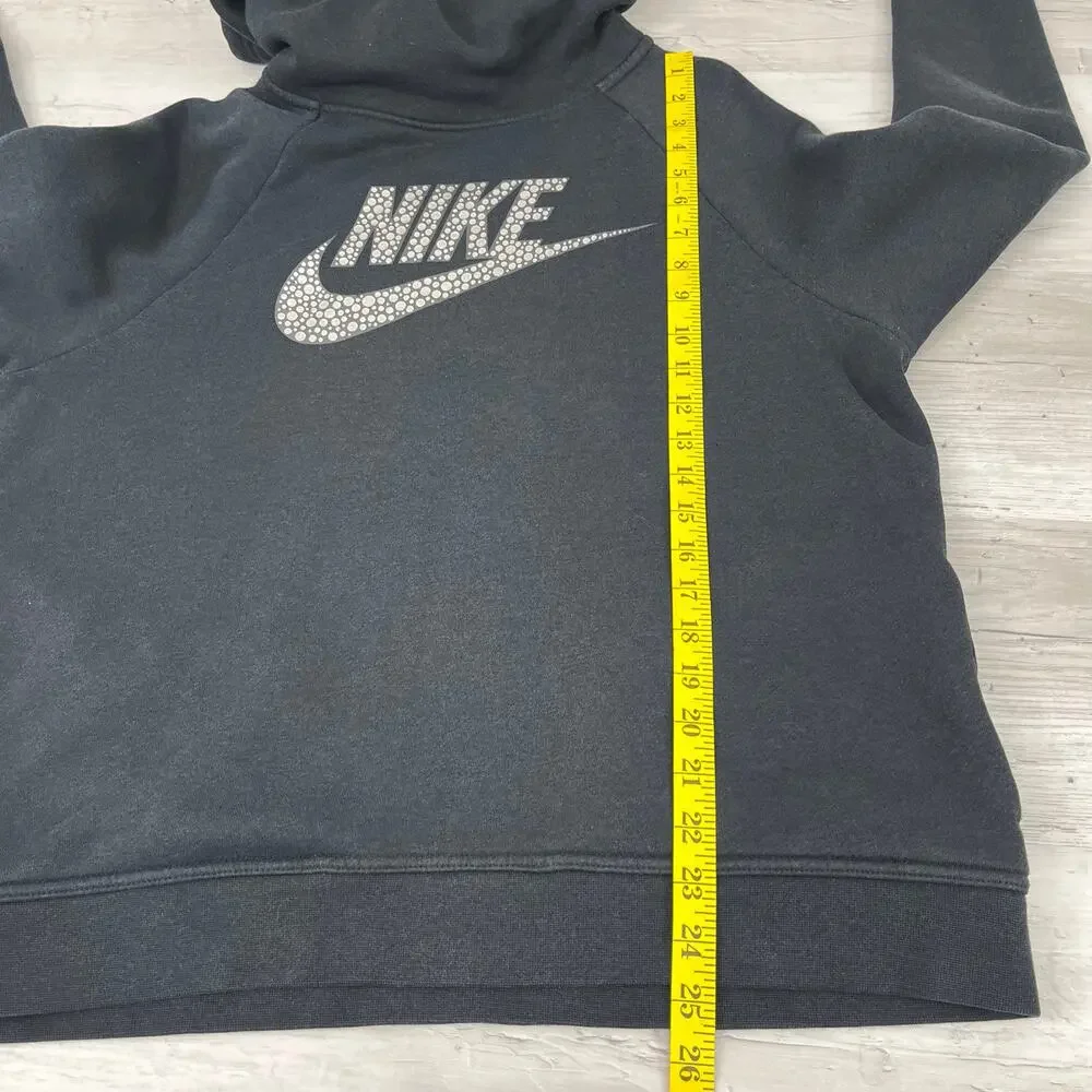 Nike Black Rally Funnel Neck Metallic Bubble Graphic Pullover Hoodie Sweatshirt